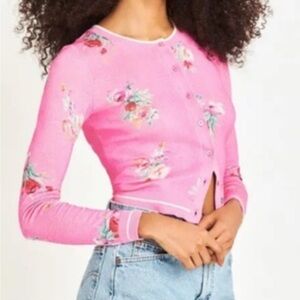 LoveShackFancy Pink Floral Cardigan